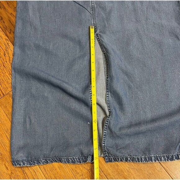 Liz Claiborne Lizwear Women 8 denim Jean Long Skirt Button Front Tie Waist Slit - Picture 6 of 11